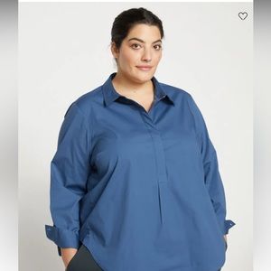 New Universal Standard Elbe Popover Stretch Poplin Shirt